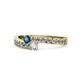 1 - Orane Blue and White Diamond with Side Diamonds Bypass Ring 