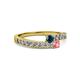2 - Orane Blue Diamond and Pink Tourmaline with Side Diamonds Bypass Ring 