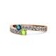1 - Orane Blue Diamond and Peridot with Side Diamonds Bypass Ring 