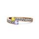 1 - Orane Yellow Diamond and Tanzanite with Side Diamonds Bypass Ring 