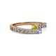 2 - Orane Yellow Diamond and Tanzanite with Side Diamonds Bypass Ring 