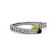 2 - Orane Yellow and Black Diamond with Side Diamonds Bypass Ring 