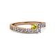 2 - Orane Yellow and White Diamond with Side Diamonds Bypass Ring 