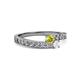 2 - Orane Yellow Diamond and White Sapphire with Side Diamonds Bypass Ring 