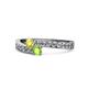 1 - Orane Yellow Diamond and Peridot with Side Diamonds Bypass Ring 