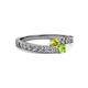 2 - Orane Yellow Diamond and Peridot with Side Diamonds Bypass Ring 