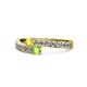 1 - Orane Yellow Diamond and Peridot with Side Diamonds Bypass Ring 