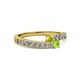 2 - Orane Yellow Diamond and Peridot with Side Diamonds Bypass Ring 