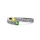 1 - Orane Yellow Diamond and Green Garnet with Side Diamonds Bypass Ring 