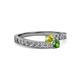 2 - Orane Yellow Diamond and Green Garnet with Side Diamonds Bypass Ring 