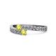 1 - Orane Yellow Diamond with Side Diamonds Bypass Ring 
