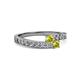 2 - Orane Yellow Diamond with Side Diamonds Bypass Ring 