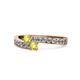1 - Orane Yellow Diamond with Side Diamonds Bypass Ring 