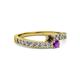 2 - Orane Smoky Quartz and Amethyst with Side Diamonds Bypass Ring 