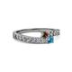 2 - Orane Smoky Quartz and London Blue Topaz with Side Diamonds Bypass Ring 