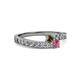 2 - Orane Smoky Quartz and Rhodolite Garnet with Side Diamonds Bypass Ring 