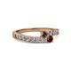 2 - Orane Smoky Quartz and Ruby with Side Diamonds Bypass Ring 