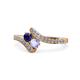 1 - Eleni Blue Sapphire and Tanzanite with Side Diamonds Bypass Ring 
