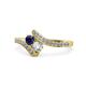 1 - Eleni Blue Sapphire and Diamond with Side Diamonds Bypass Ring 