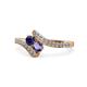 1 - Eleni Blue Sapphire and Iolite with Side Diamonds Bypass Ring 