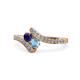 1 - Eleni Blue Sapphire and Blue Topaz with Side Diamonds Bypass Ring 