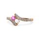 1 - Eleni Pink and White Sapphire with Side Diamonds Bypass Ring 