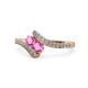 1 - Eleni Pink Sapphire with Side Diamonds Bypass Ring 