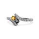 1 - Eleni Citrine and Black Diamond with Side Diamonds Bypass Ring 