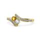 1 - Eleni Citrine and Diamond with Side Diamonds Bypass Ring 