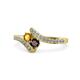 1 - Eleni Citrine and Red Garnet with Side Diamonds Bypass Ring 