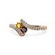 1 - Eleni Citrine and Red Garnet with Side Diamonds Bypass Ring 