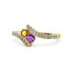 1 - Eleni Citrine and Amethyst with Side Diamonds Bypass Ring 