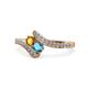 1 - Eleni Citrine and London Blue Topaz with Side Diamonds Bypass Ring 
