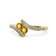 1 - Eleni Citrine with Side Diamonds Bypass Ring 