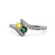 1 - Eleni Yellow Sapphire and Emerald with Side Diamonds Bypass Ring 