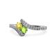 1 - Eleni Yellow Sapphire and Peridot with Side Diamonds Bypass Ring 