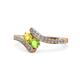 1 - Eleni Yellow Sapphire and Peridot with Side Diamonds Bypass Ring 