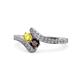 1 - Eleni Yellow Sapphire and Red Garnet with Side Diamonds Bypass Ring 