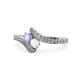 1 - Eleni Tanzanite and White Sapphire with Side Diamonds Bypass Ring 