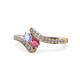 1 - Eleni Tanzanite and Rhodolite Garnet with Side Diamonds Bypass Ring 