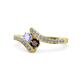 1 - Eleni Tanzanite and Red Garnet with Side Diamonds Bypass Ring 