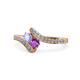 1 - Eleni Tanzanite and Amethyst with Side Diamonds Bypass Ring 