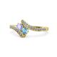 1 - Eleni Tanzanite and Blue Topaz with Side Diamonds Bypass Ring 