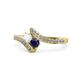 1 - Eleni White and Blue Sapphire with Side Diamonds Bypass Ring 