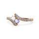 1 - Eleni White Sapphire and Tanzanite with Side Diamonds Bypass Ring 