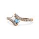 1 - Eleni White Sapphire and Blue Topaz with Side Diamonds Bypass Ring 