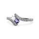 1 - Eleni White Sapphire and Iolite with Side Diamonds Bypass Ring 