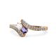 1 - Eleni White Sapphire and Iolite with Side Diamonds Bypass Ring 