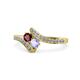 1 - Eleni Ruby and Tanzanite with Side Diamonds Bypass Ring 
