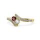 1 - Eleni Ruby and Diamond with Side Diamonds Bypass Ring 